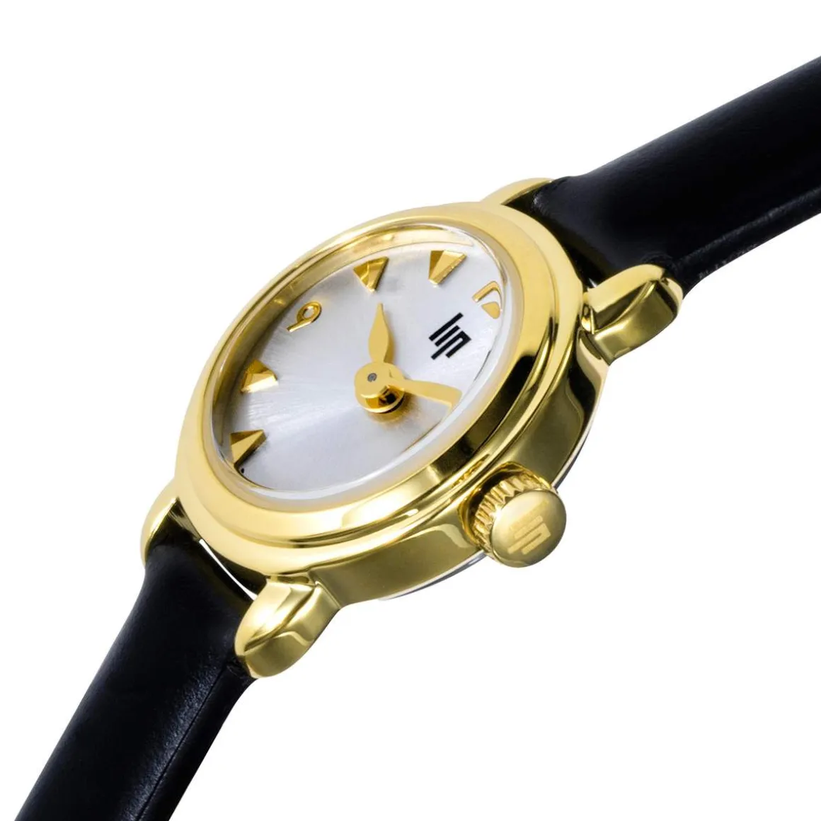 Montre LIP femme analogique, bracelet cuir noir