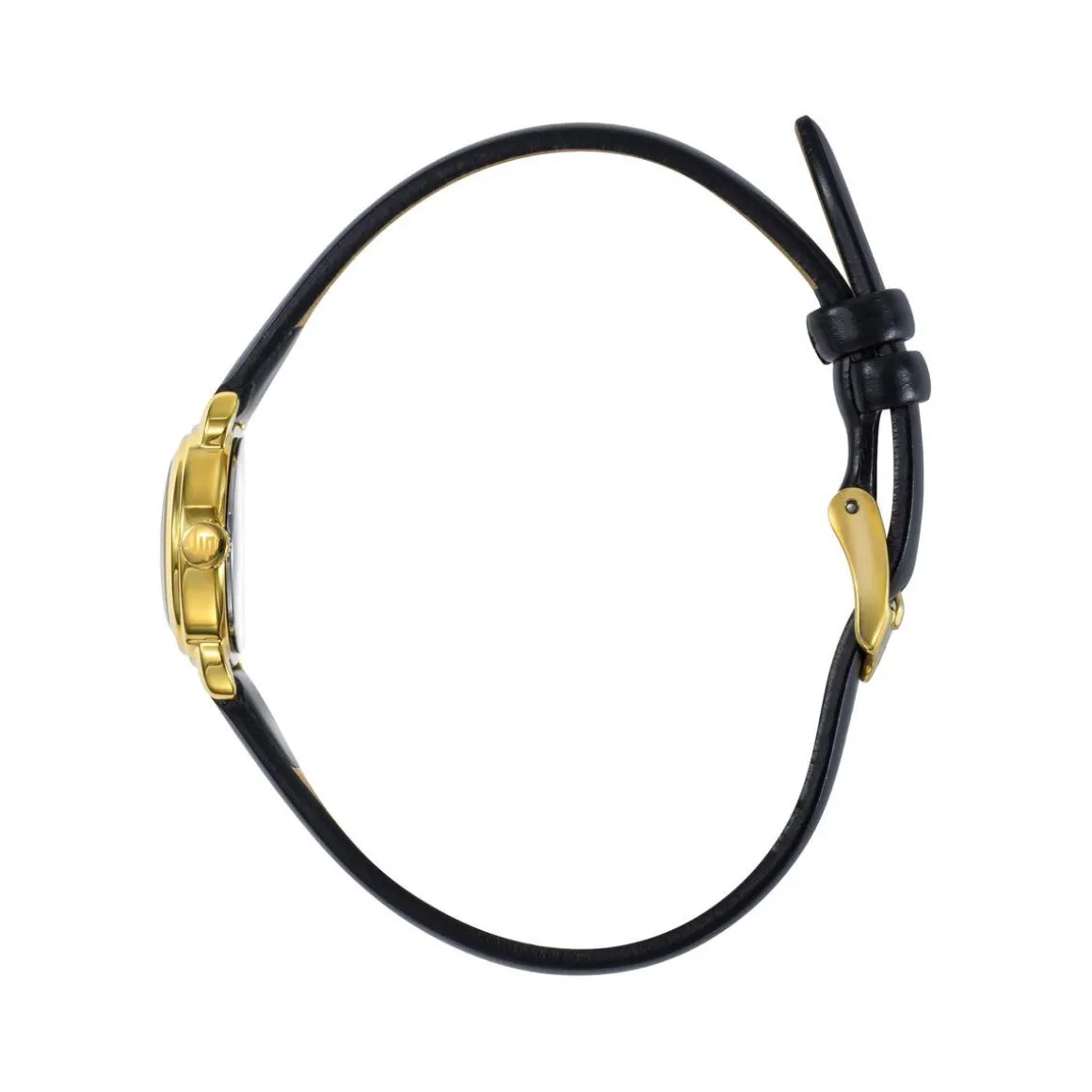 Montre LIP femme analogique, bracelet cuir noir