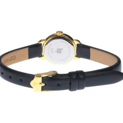 Montre LIP femme analogique, bracelet cuir noir