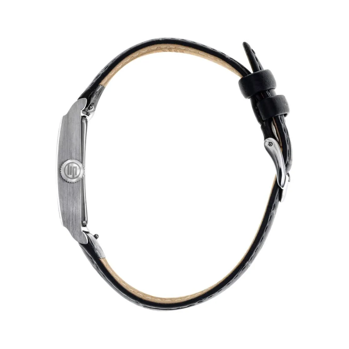 Montre LIP femme analogique, bracelet cuir noir