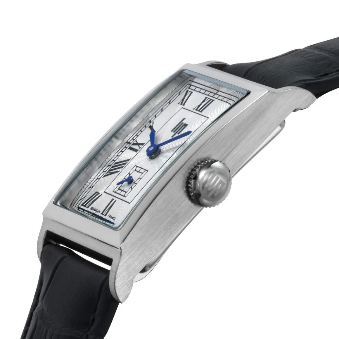 Montre LIP femme analogique, bracelet cuir noir