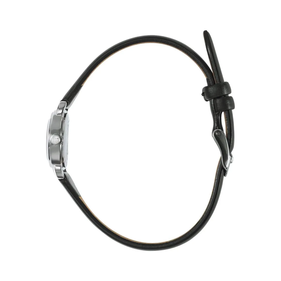 Montre LIP femme analogique, bracelet cuir noir