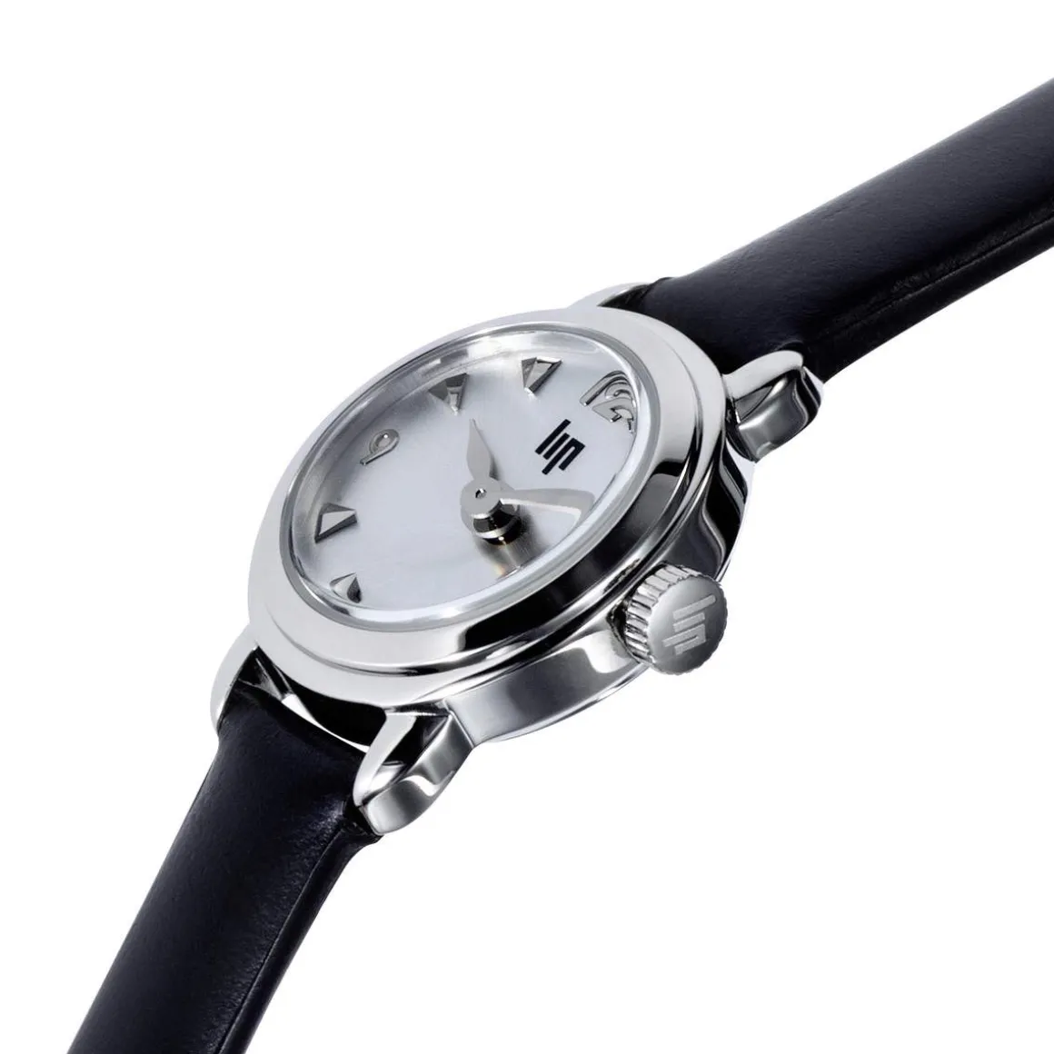 Montre LIP femme analogique, bracelet cuir noir