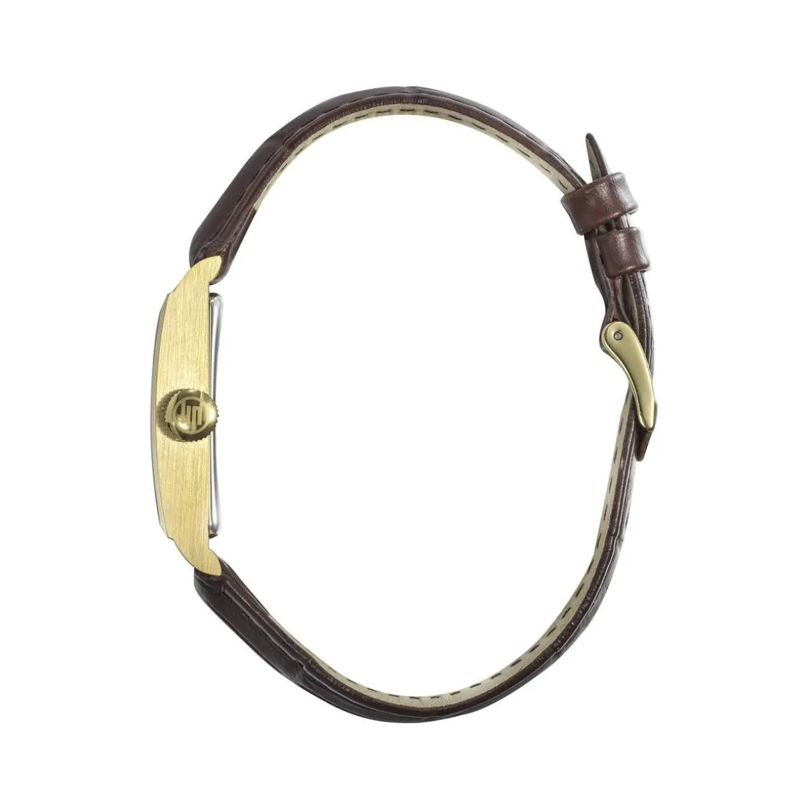 Montre LIP femme analogique, bracelet cuir marron