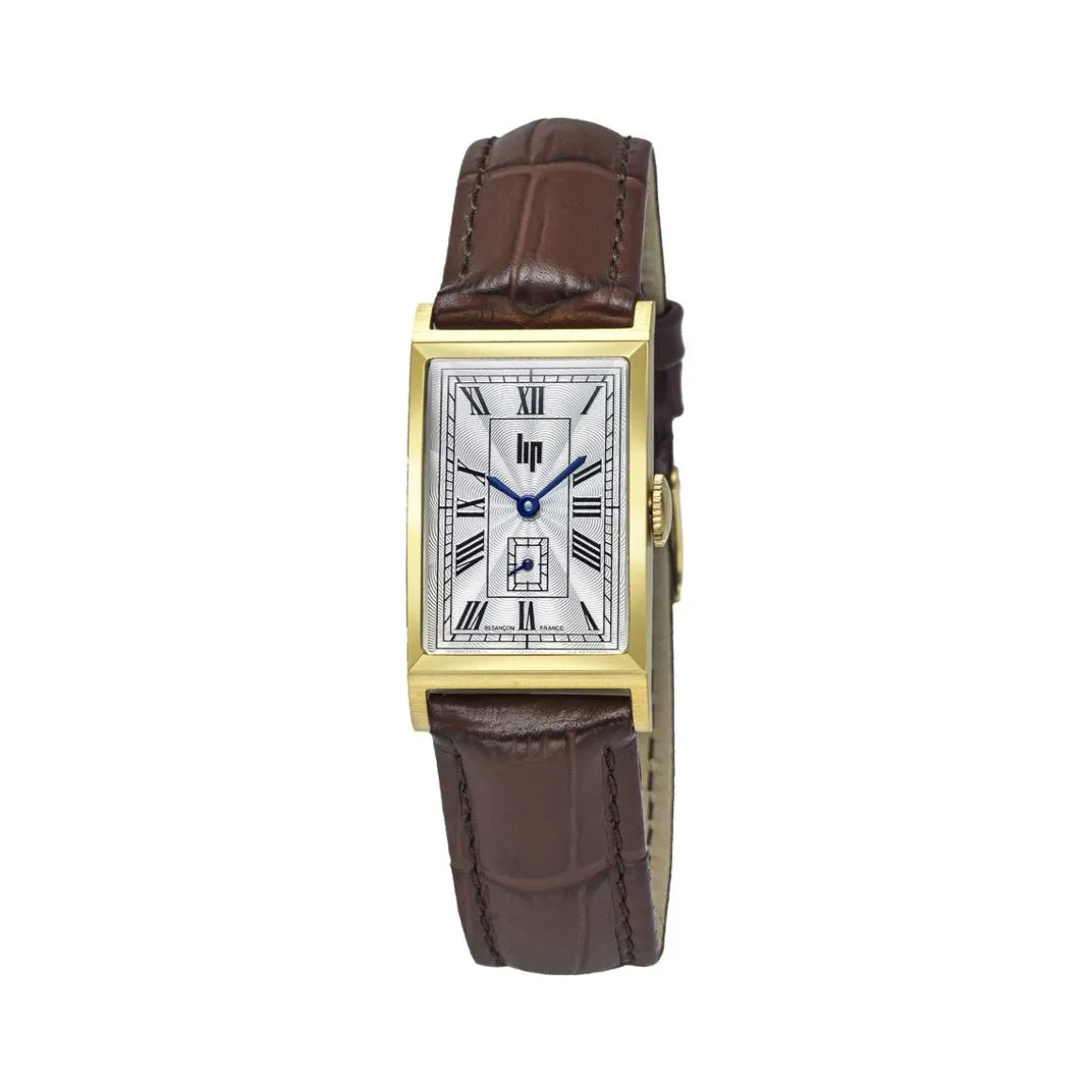 Montre LIP femme analogique, bracelet cuir marron