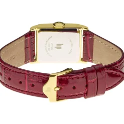 Montre LIP femme analogique, bracelet cuir bordeaux