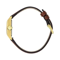 Montre LIP femme analogique, bracelet cuir marron