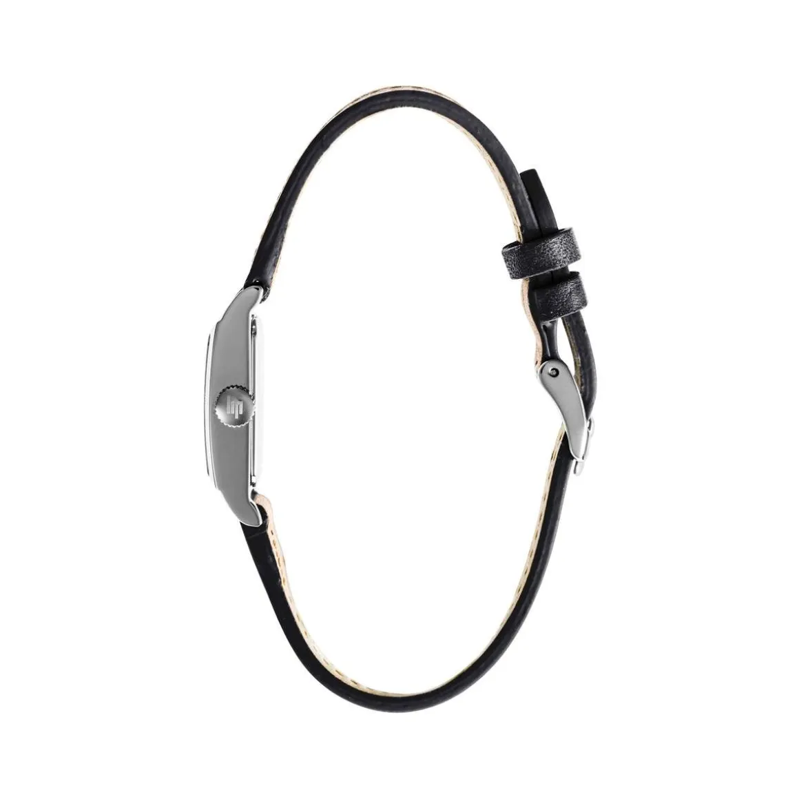 Montre LIP femme analogique, bracelet cuir noir