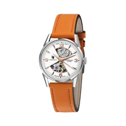 Montre Lip femme automatique acier bracelet cuir orange