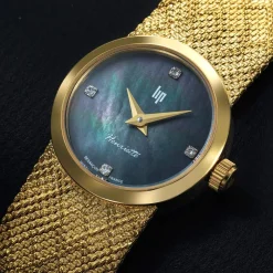 Montre LIP femme bracelet métal doré