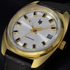 Montre LIP Général de Gaulle mixte automatique, bracelet cuir marron