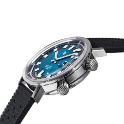 Montre LIP Grande Nautic-Océan homme automatique cadran bleu, bracelet caoutchouc noir, boitier acier inoxydable