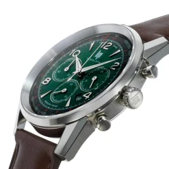 Montre LIP Himalaya chronographe homme cadran vert bracelet cuir marron