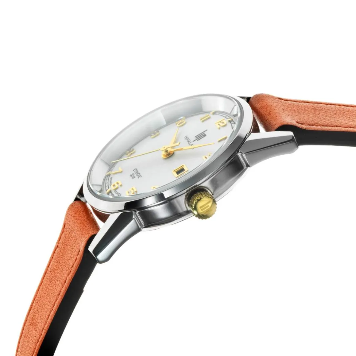 Montre LIP Himalayafemme acier bracelet cuir orange