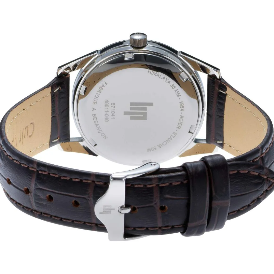 Montre Lip Himalaya homme acier bracelet cuir