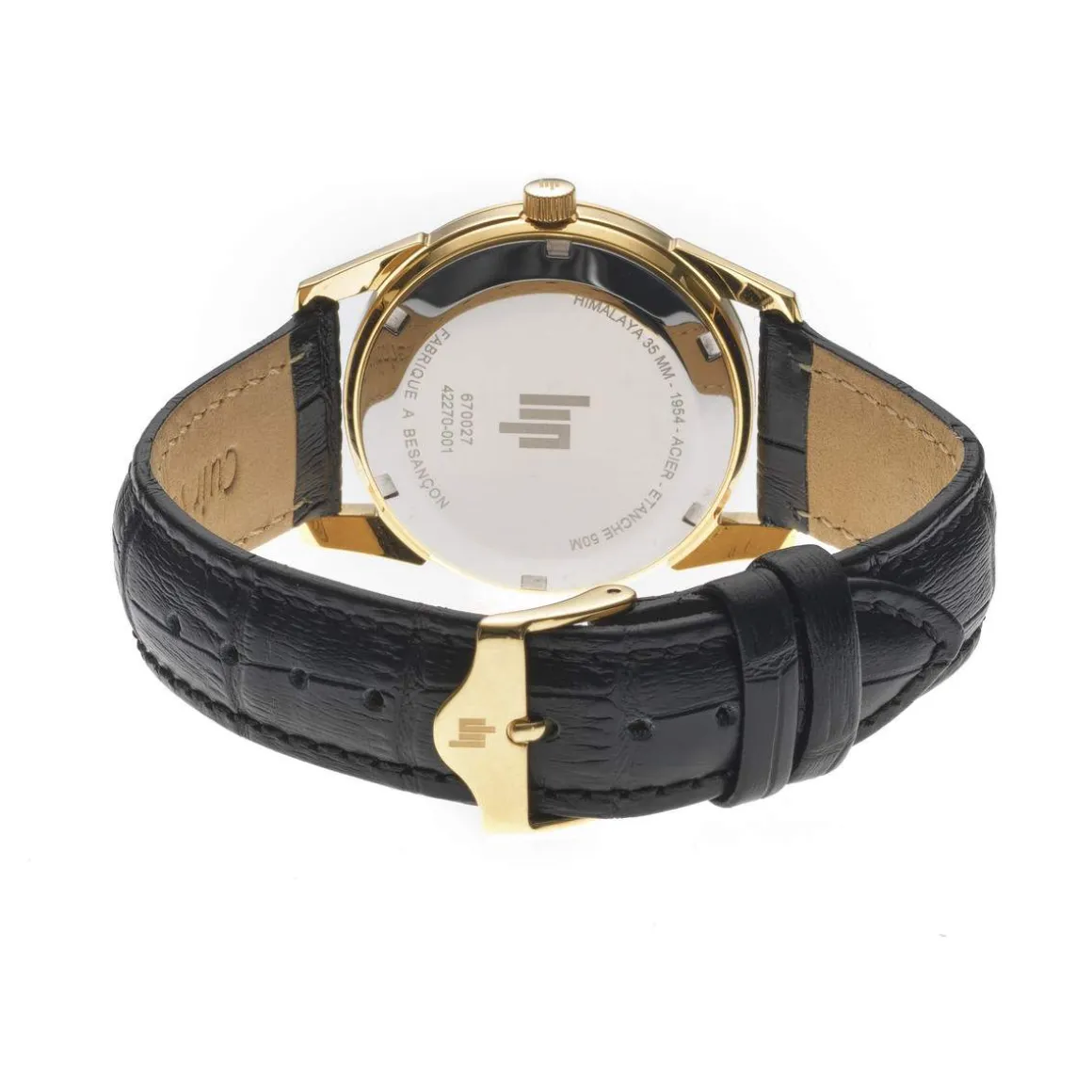 Montre Lip Himalaya homme acier bracelet cuir marron
