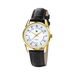Montre Lip Himalaya homme acier bracelet cuir marron