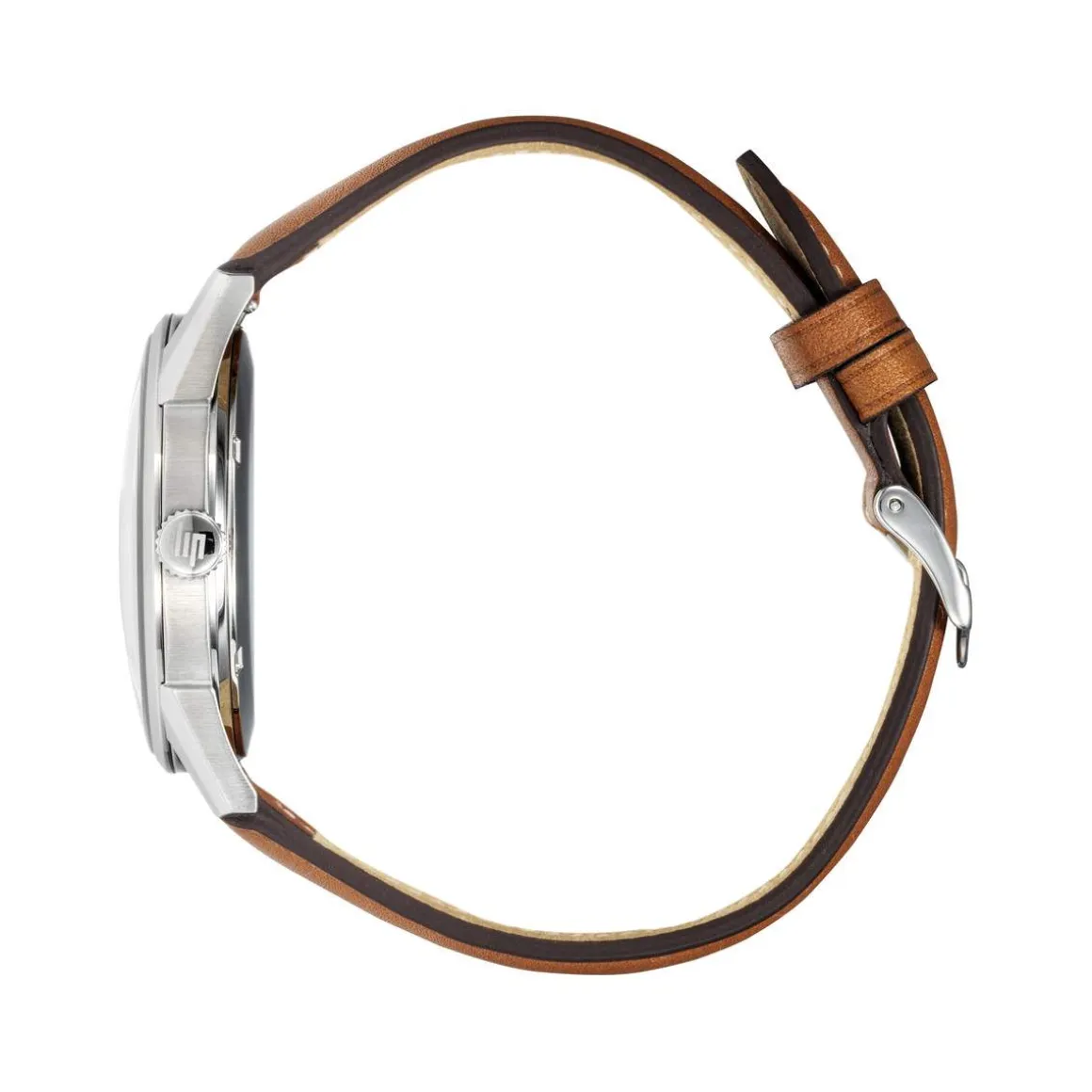 Montre LIP Himalaya homme acier bracelet cuir marron clair