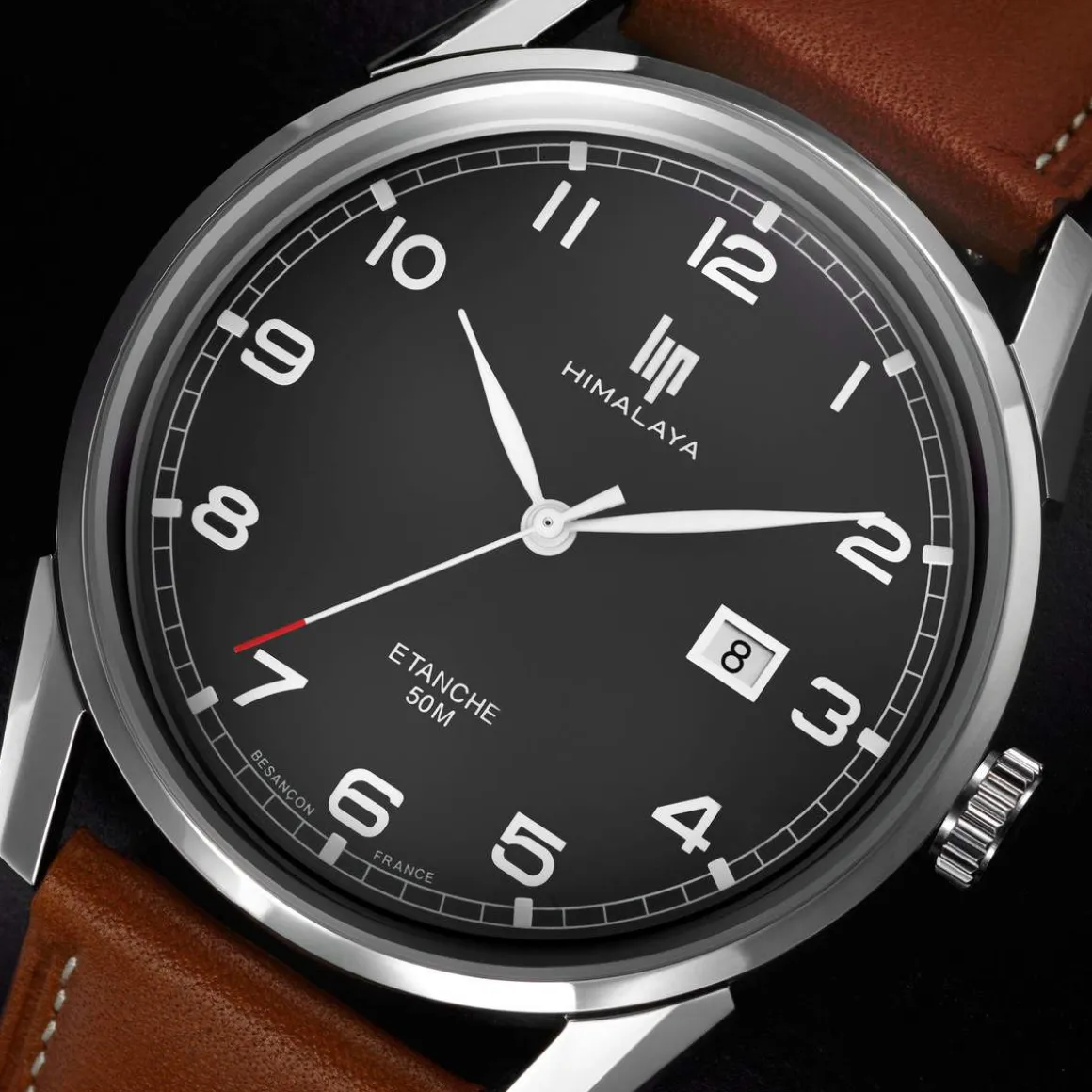 Montre Lip homme acier cuir marron
