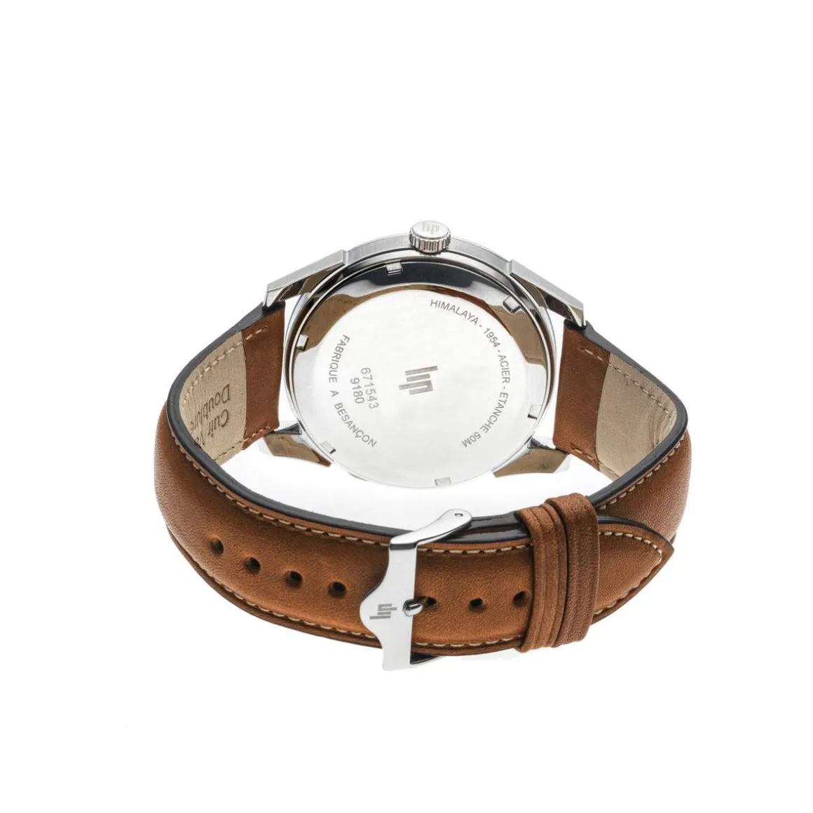 Montre Lip homme acier cuir marron