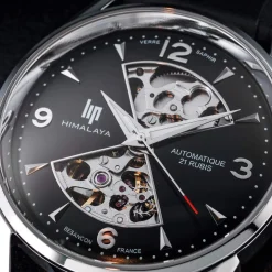 Montre Lip homme acier cuir noir