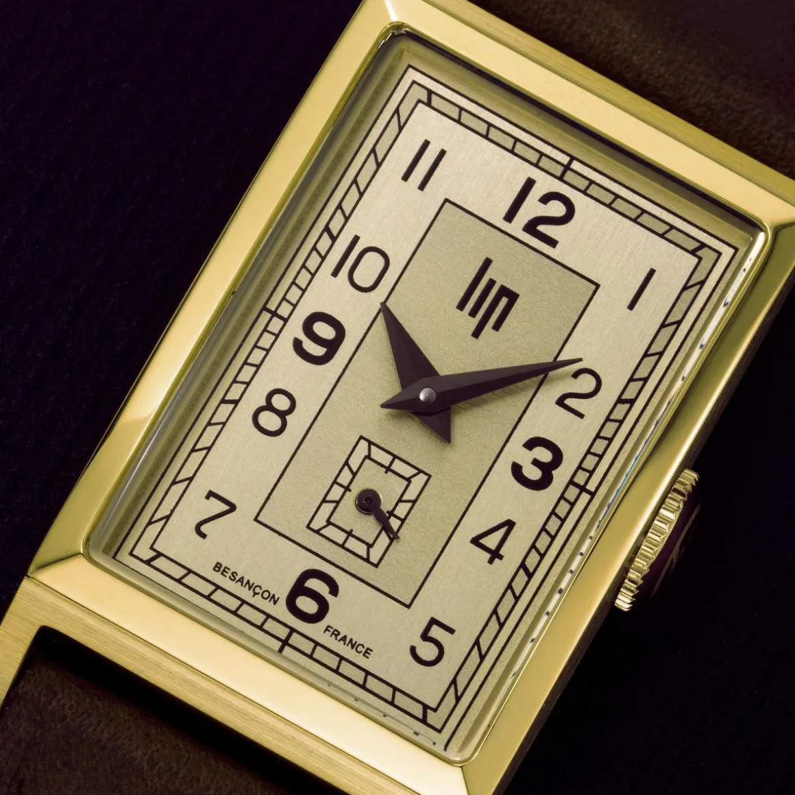 Montre Lip homme acier doré cuir marron