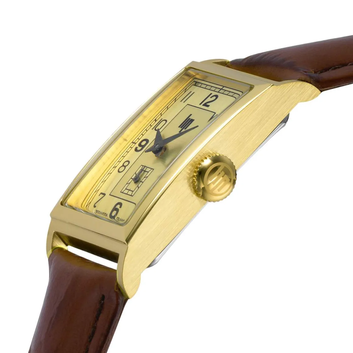 Montre Lip homme acier doré cuir marron