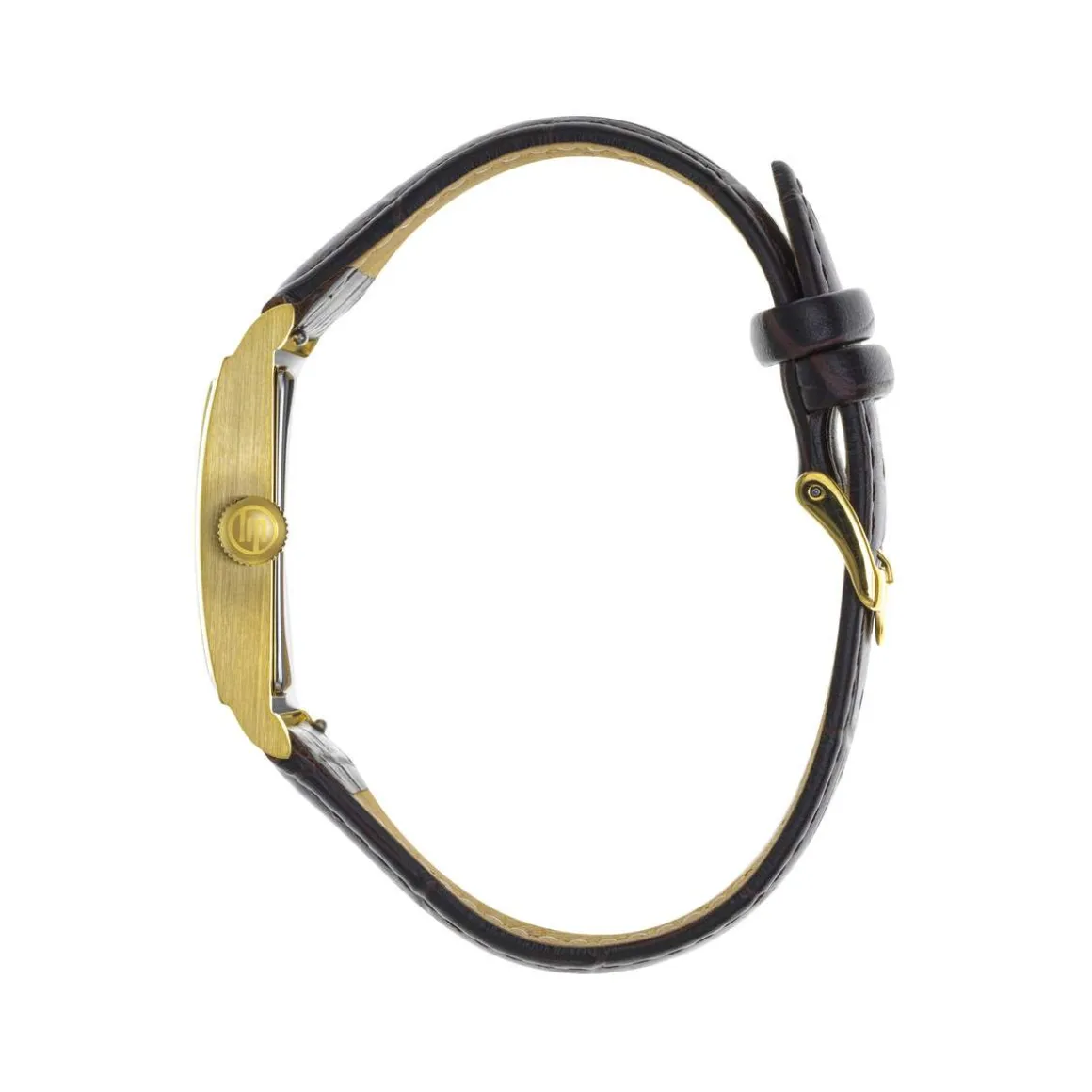 Montre LIP homme analogique, bracelet cuir marron