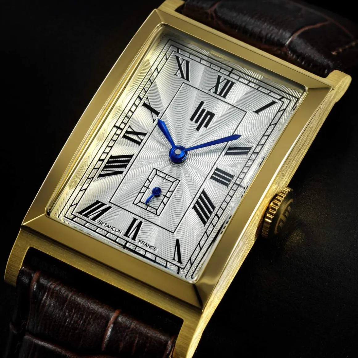 Montre LIP homme analogique, bracelet cuir marron