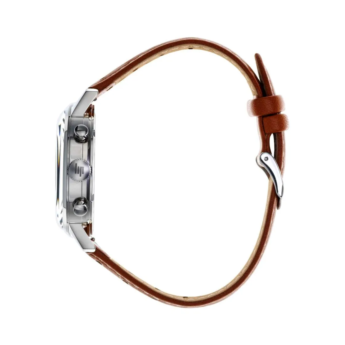 Montre LIP homme analogique, bracelet cuir marron