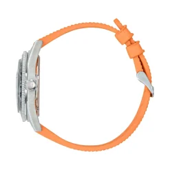 Montre LIP homme automatique, bracelet caoutchouc orange
