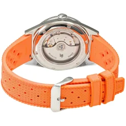 Montre LIP homme automatique, bracelet caoutchouc orange