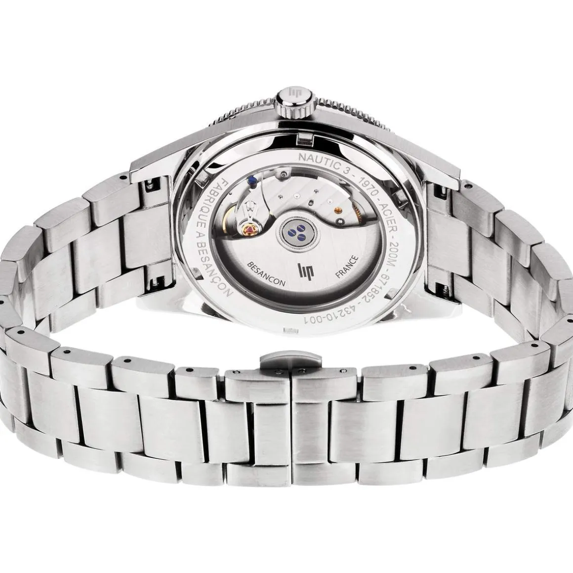 Montre LIP homme automatique, bracelet métal argent