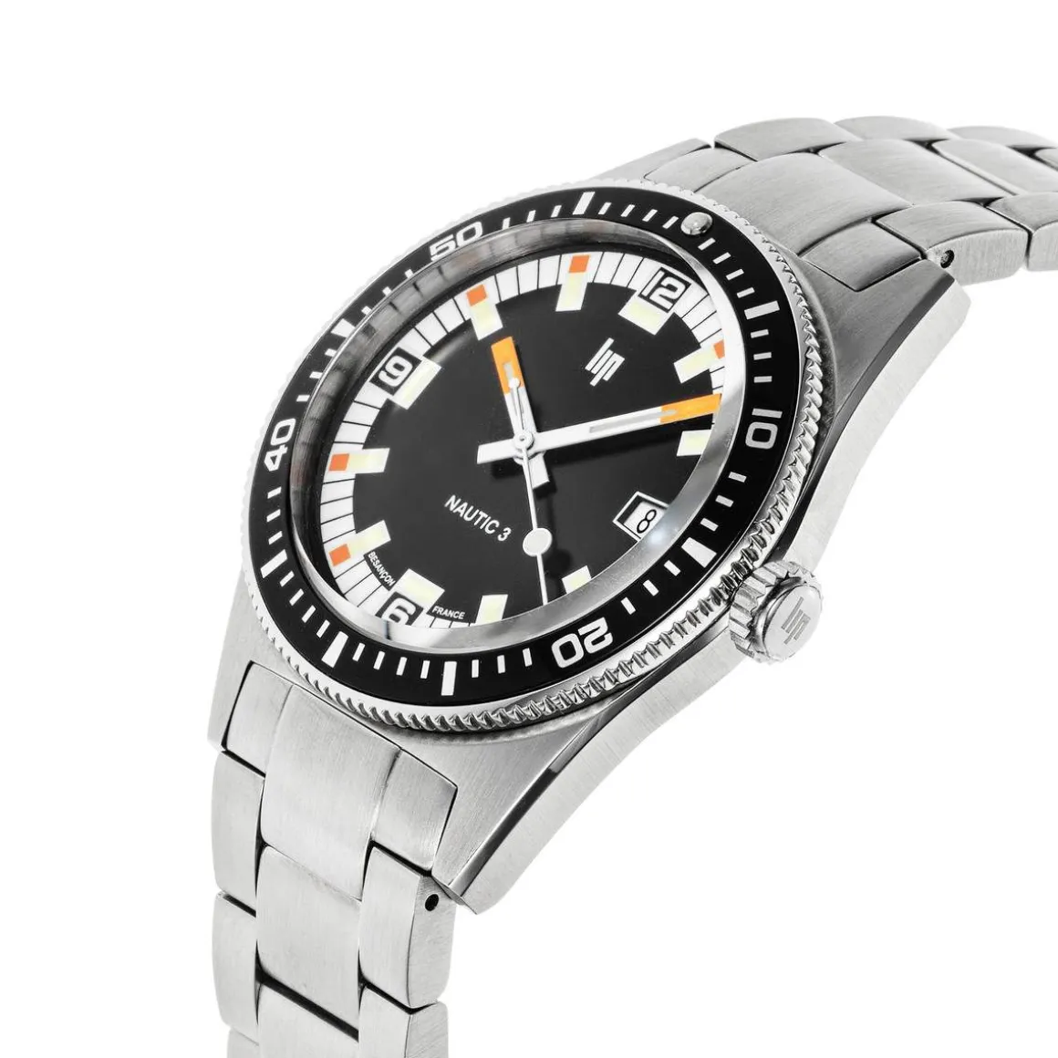Montre LIP homme automatique, bracelet métal argent