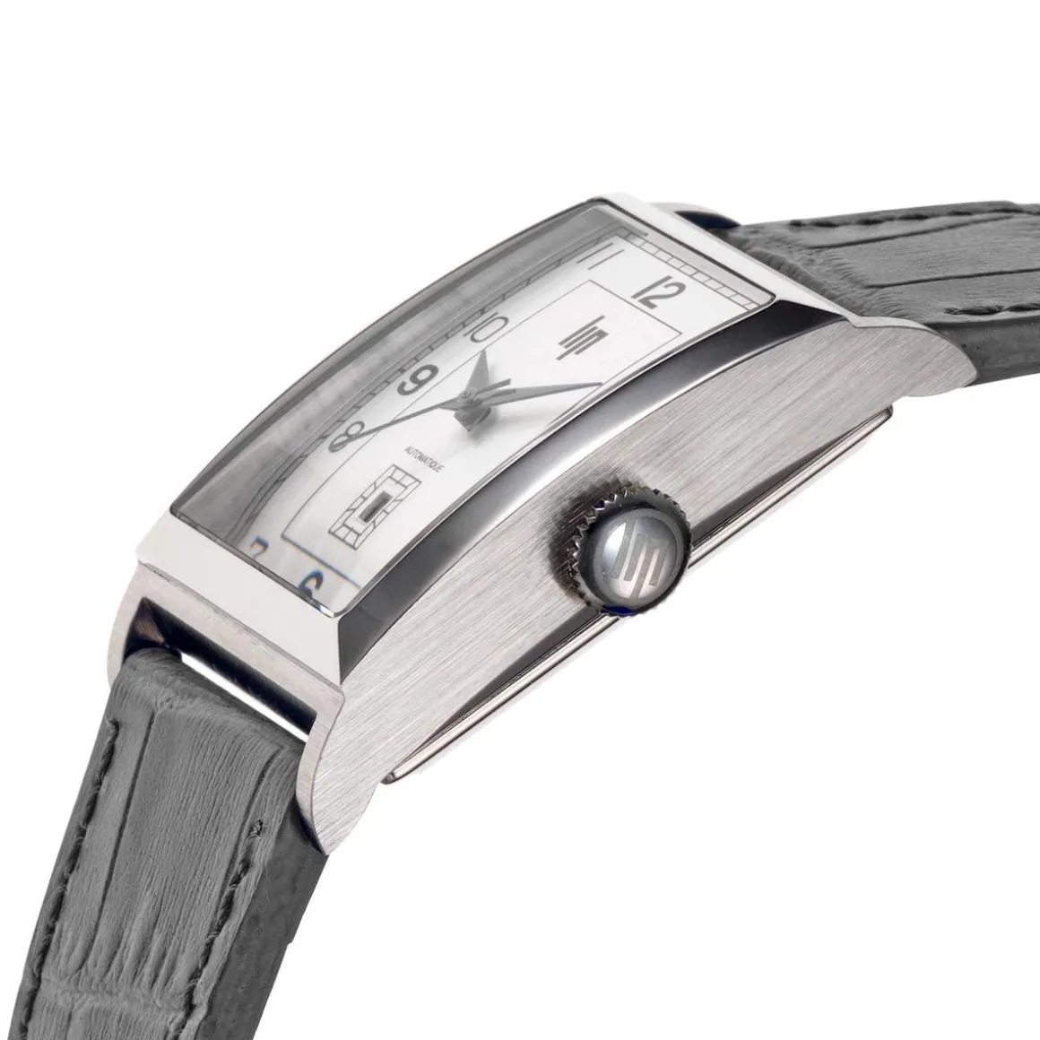 Montre Lip homme automatique acier bracelet cuir gris