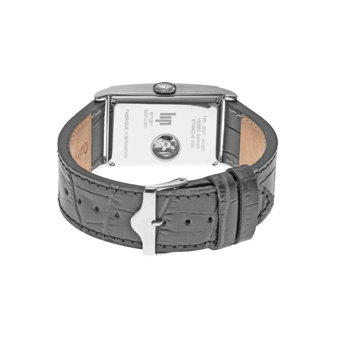 Montre Lip homme automatique acier bracelet cuir gris
