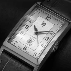 Montre Lip homme automatique acier bracelet cuir gris