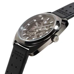 Montre Lip homme automatique acier bracelet cuir noir
