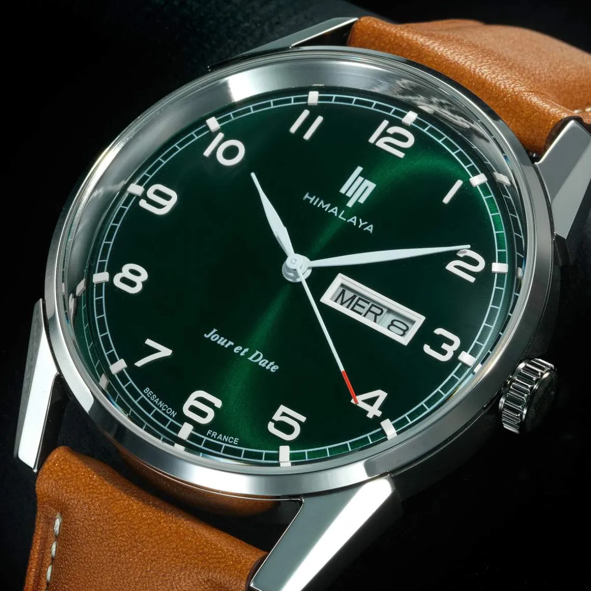 Montre LIP homme bracelet cuir marron
