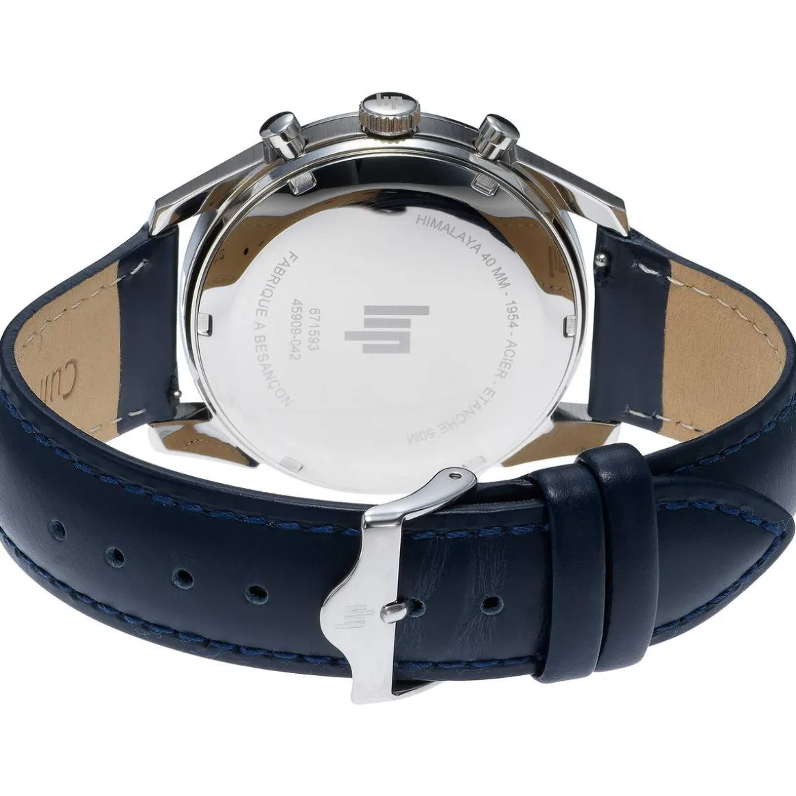 Montre Lip homme chronographe acier cuir bleu