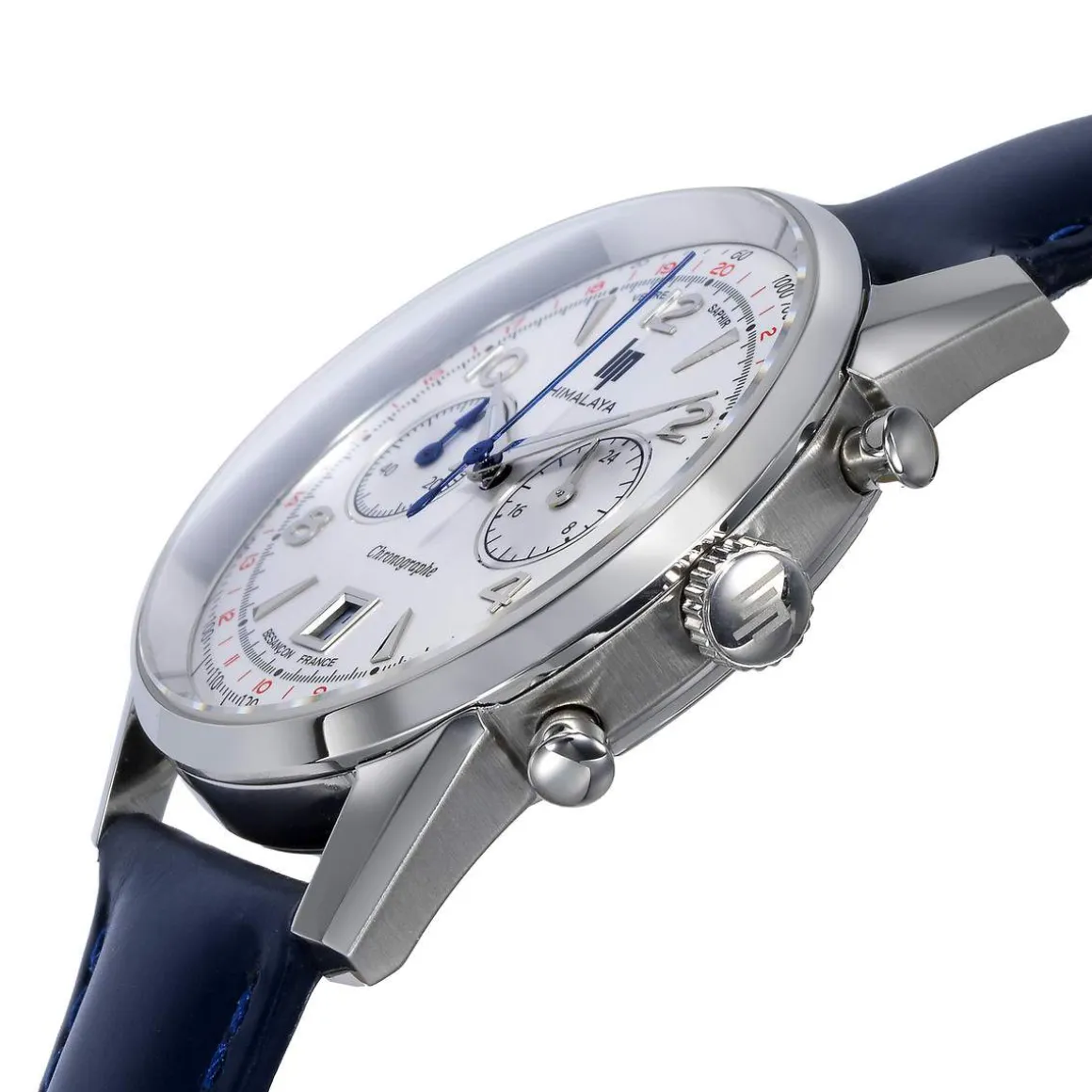 Montre Lip homme chronographe acier cuir bleu