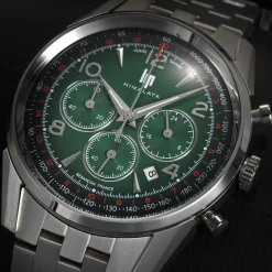 Montre LIP homme chronographe, bracelet métal argent