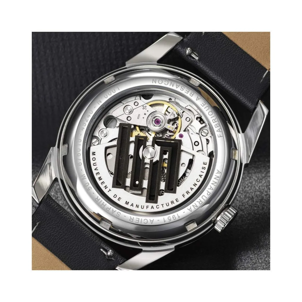 Montre LIP MANUFACTURE annapurna mixte automatique, bracelet cuir noir