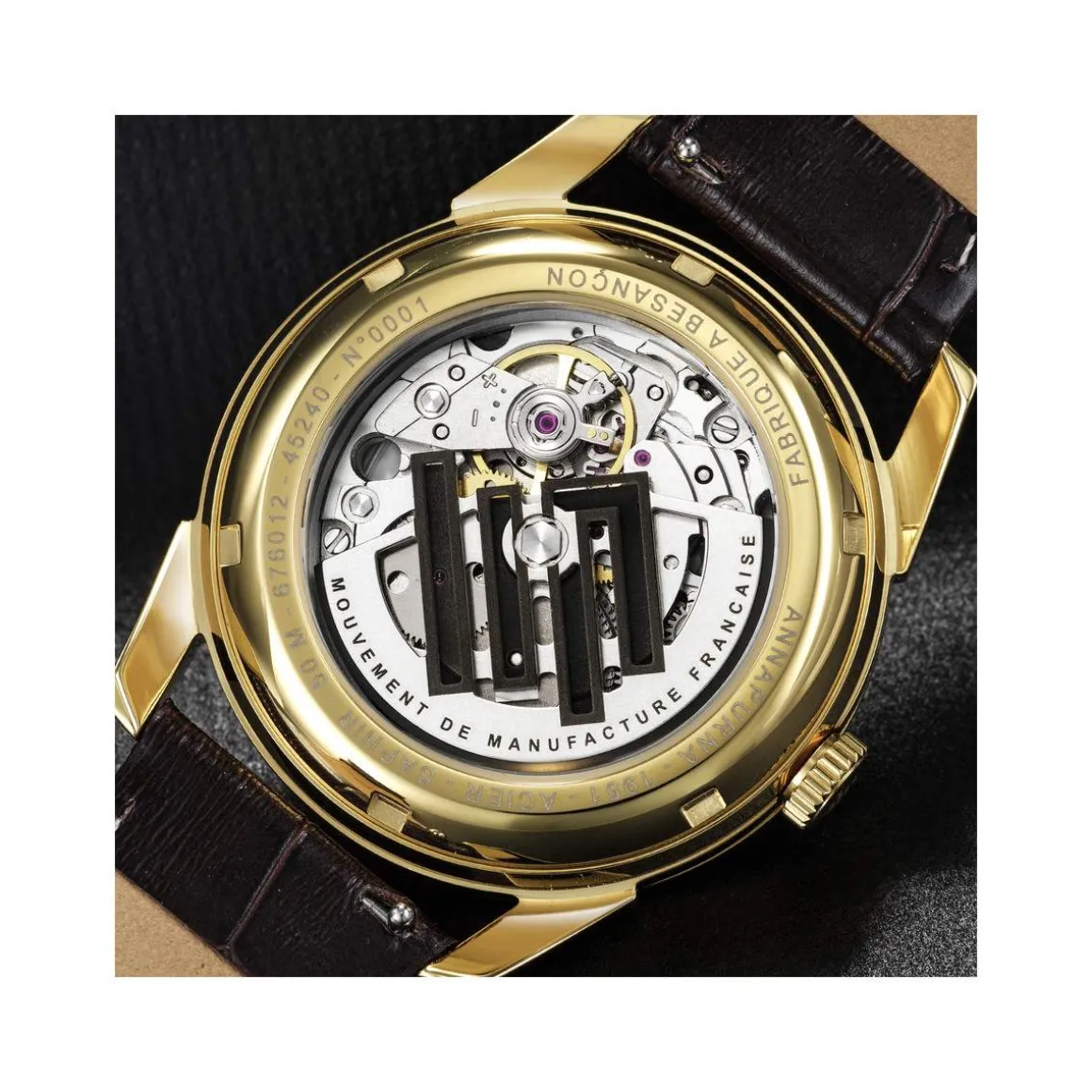 Montre LIP MANUFACTURE annapurna mixte automatique, bracelet cuir noir