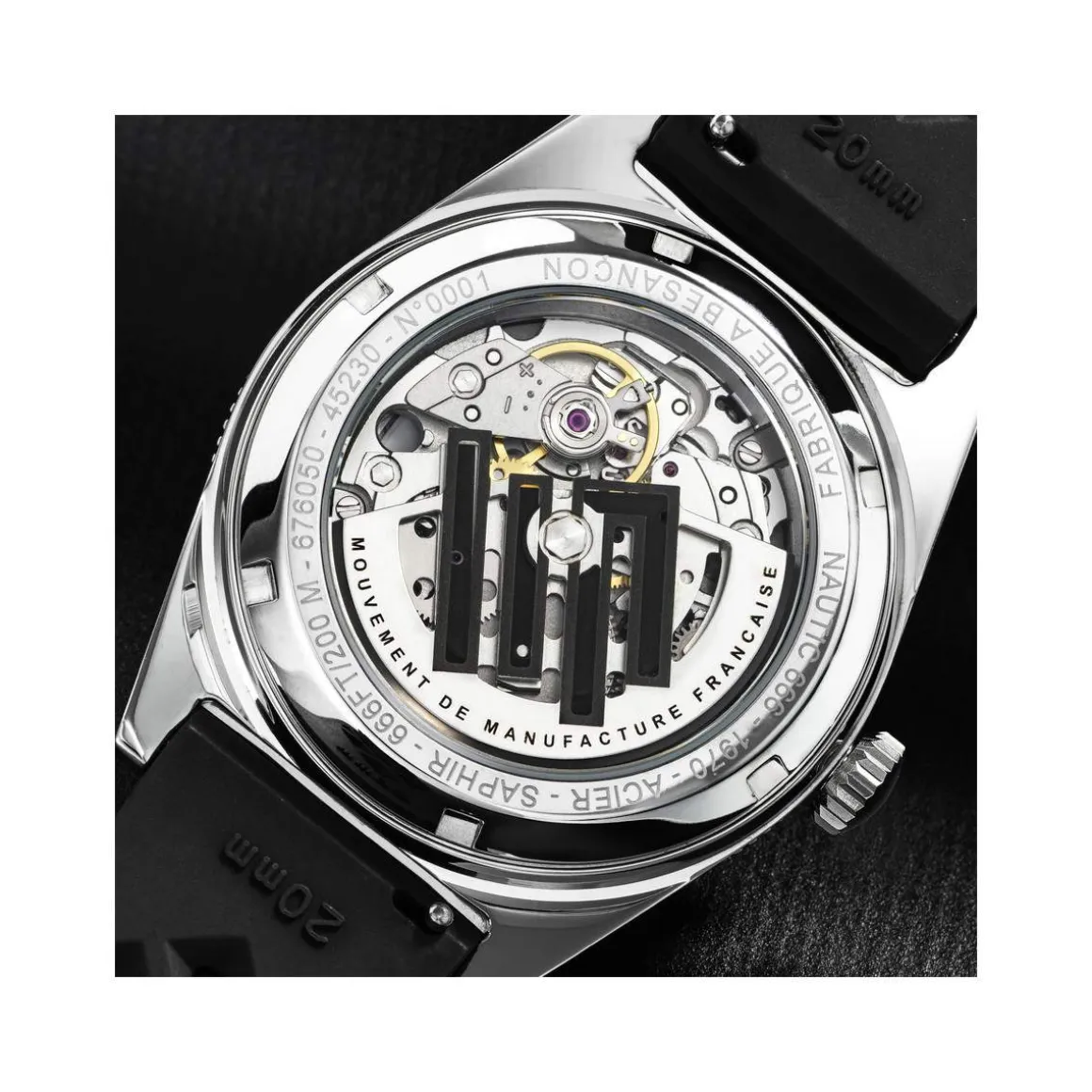 Montre LIP MANUFACTURE nautic 666 mixte automatique, bracelet silicone noir