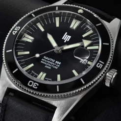 Montre LIP MANUFACTURE nautic 666 mixte automatique, bracelet silicone noir