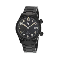 Montre LIP MANUFACTURE type 14 homme automatique, bracelet acier inoxydable noir