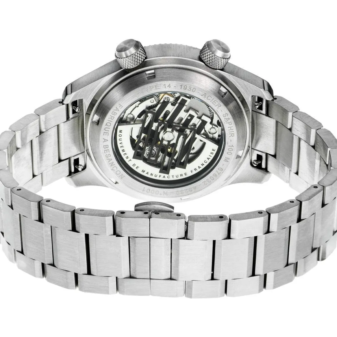 Montre LIP MANUFACTURE type 14 homme automatique, bracelet acier inoxydable argent