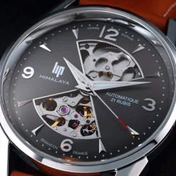 Montre Lip mixte acier cuir marron