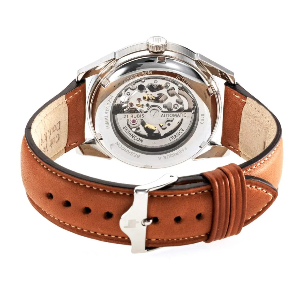 Montre Lip mixte acier cuir marron